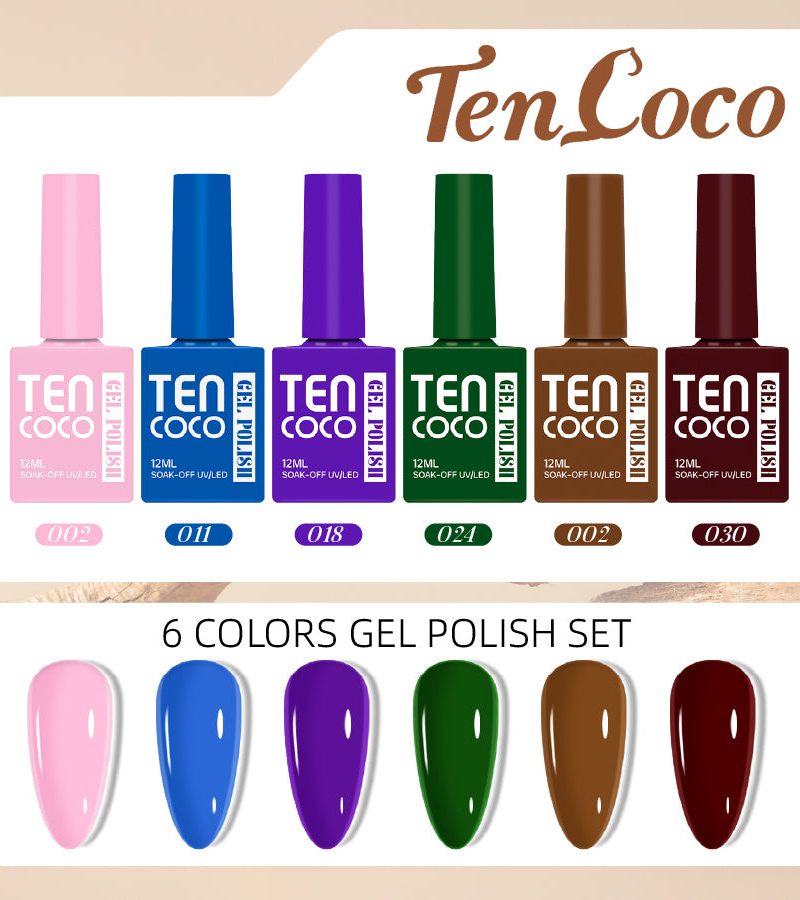 Gel Nail Polish Set – 6 Trending  Colors 12ml Glossy Kit for At-Home Nails